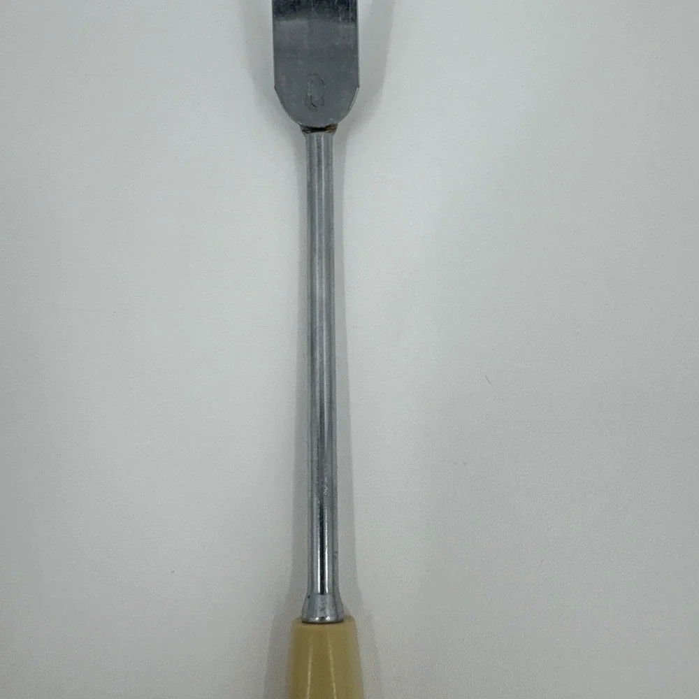 vintage Ekco pastel yellow handle Chrome Plate serving fork meat‎ fork Utensil